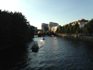 The apartment is on north side of the river, just out of view in this picture